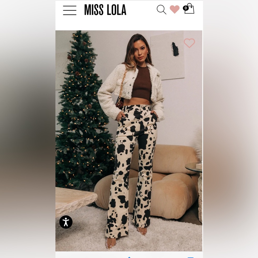 Miss Lola Cow-print Pants
